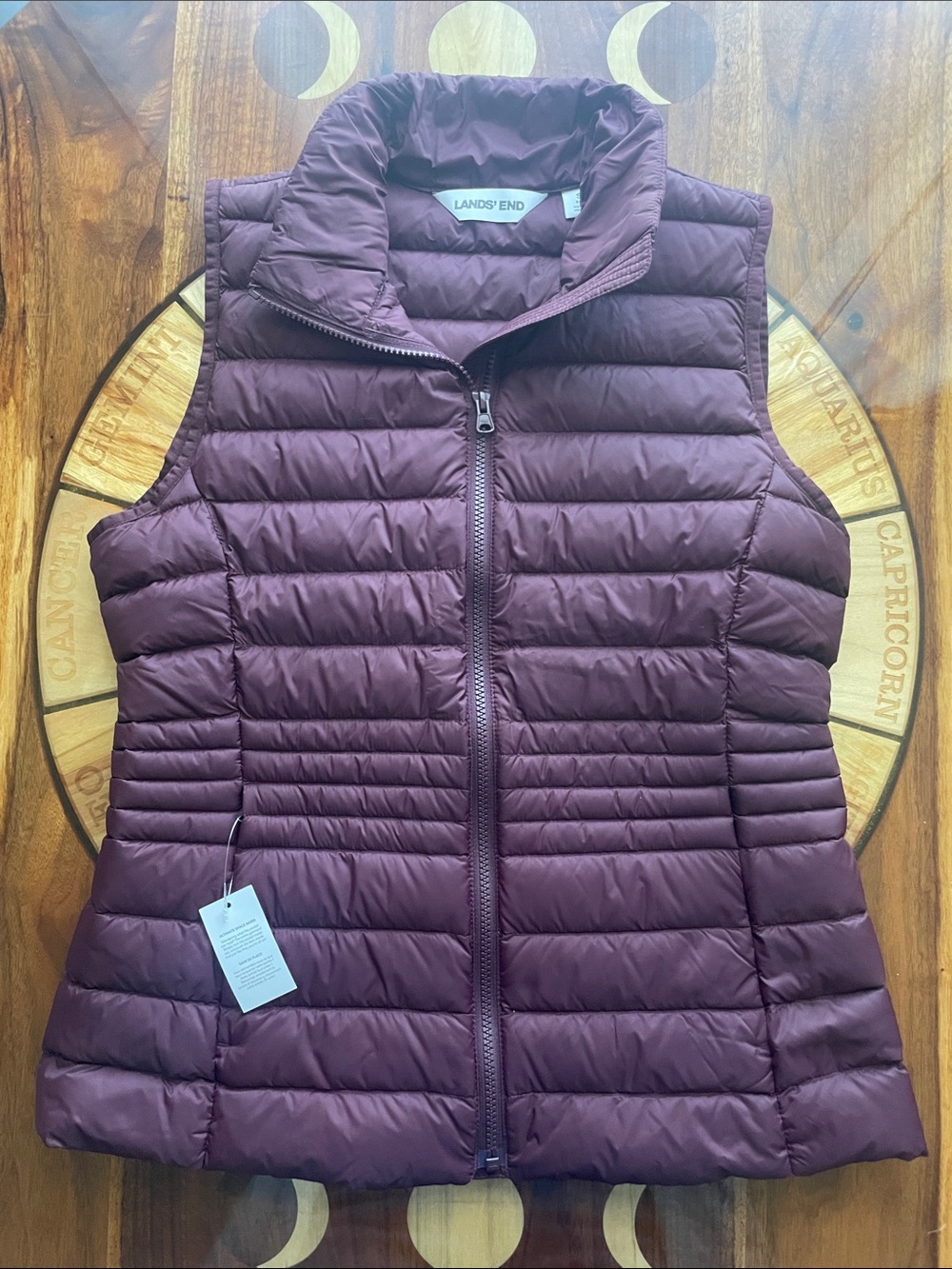 Packable Down Puffer Vest Zipper Plum Eggplant